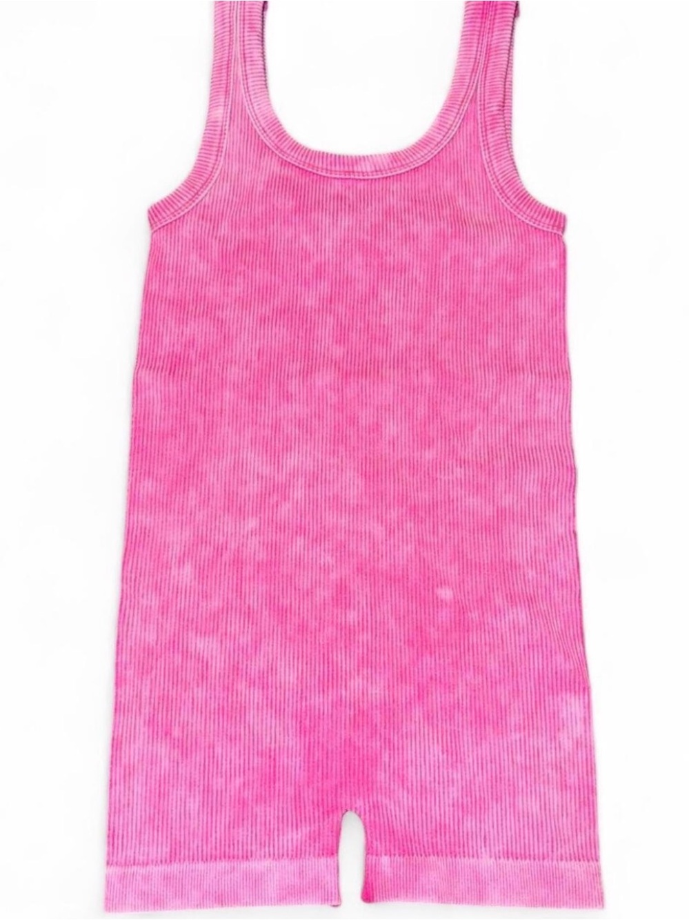 Zenana Outfitters Hot Pink Ribbed Tank Romper